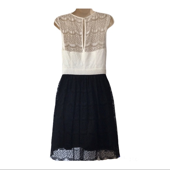 Jessica Simpson Ivory/Black Lace Midi Dress Sz 6 NWT MSRP: $200 - Picture 2 of 7
